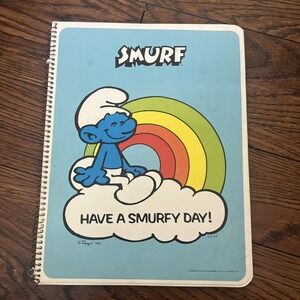vtg mead smurf 1982 Spiral notebook "have a smurfy day"